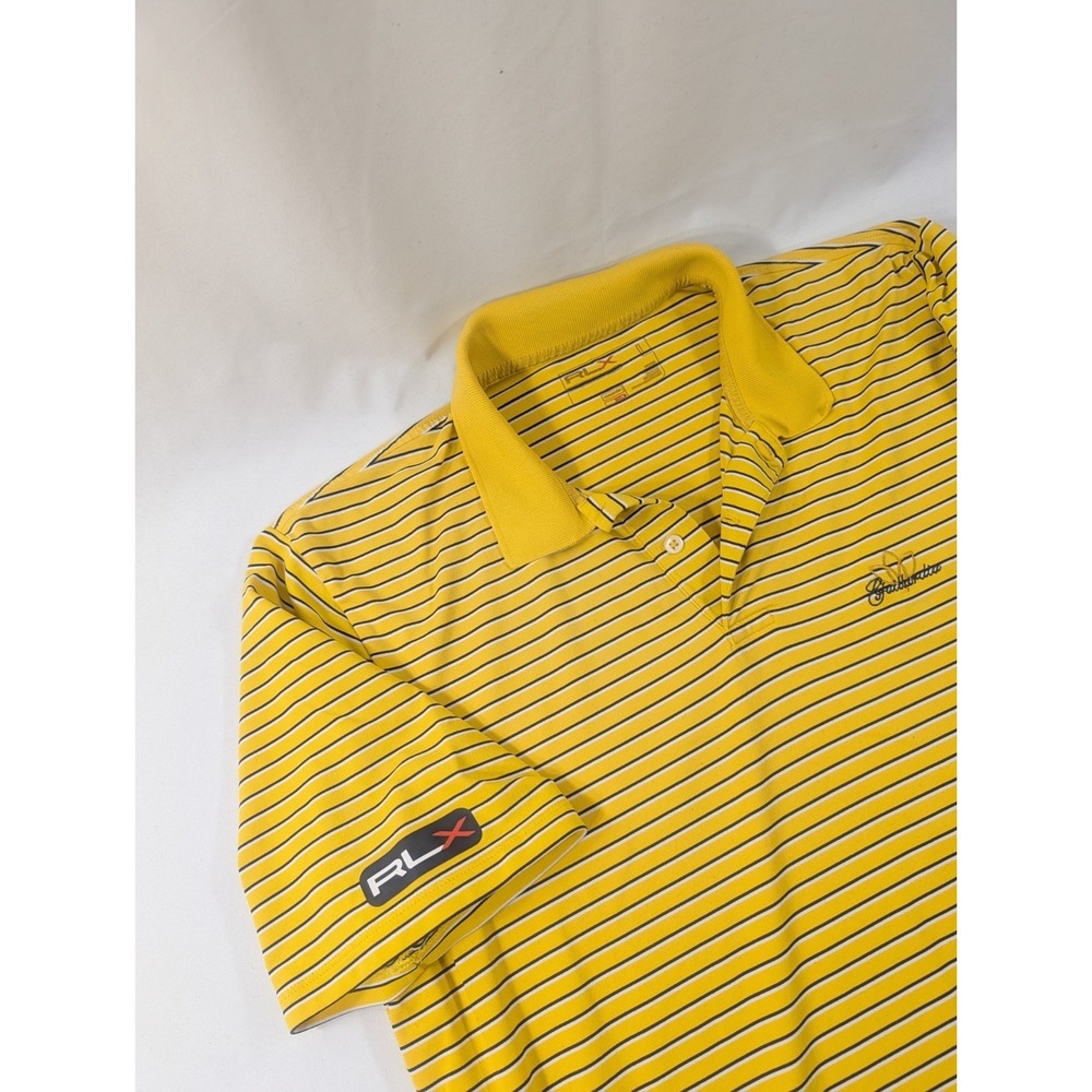RLX Ralph Lauren Golf gaillardia country Club Large Yellow Striped Polo Men's